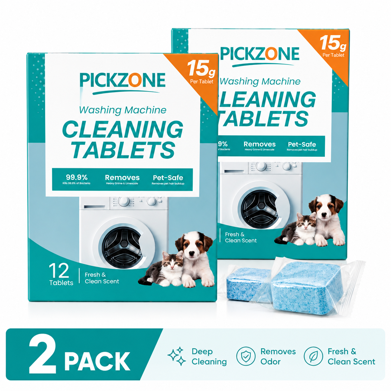 PICKZONE Washing Machine Cleaner Tablets, 12 Pack