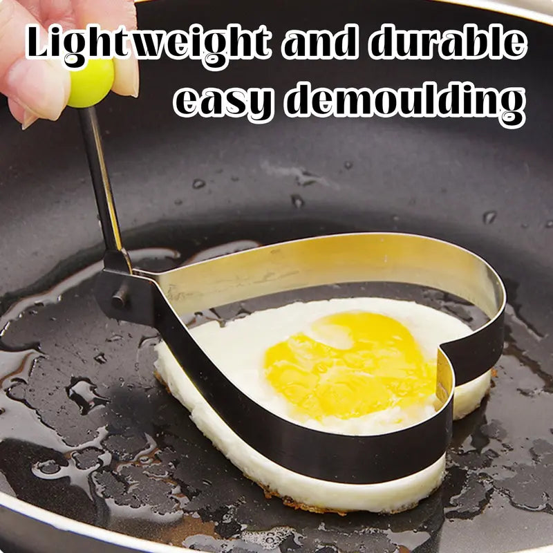 5Pcs Egg Ring Mold, Stainless Steel Fried Egg Shaper with Anti-Scald Handle, Cute Heart/Star/Bear/Flower/Round Pancake Molds for Breakfast, Non-Stick Egg Cooker Rings for Kids - YY