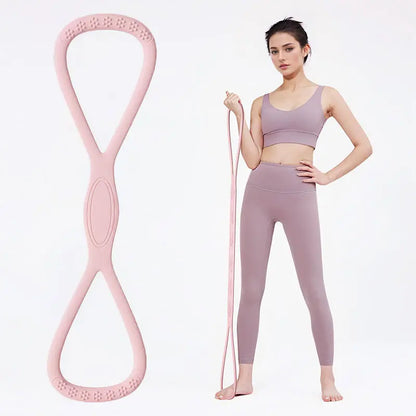 YICF Portable Figure-8 Silicone Elastic Resistance Band, Unisex Exercise Equipment for Home Gym & At Home Gym Equipment, Ideal for On-the-Go Workouts & Yoga