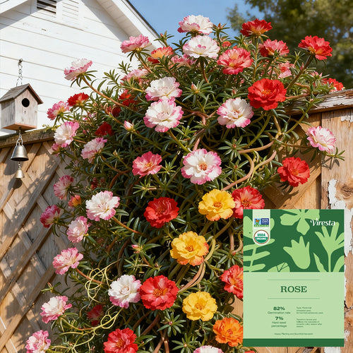 Moss Rose Flower Garden Seeds - Bulk Non-GMO Seed Blend Flowers, Large Blooms, Attracts Pollinators, Enhances Biodiversity, Easy-to-Grow Full Sun Outdoor Planting