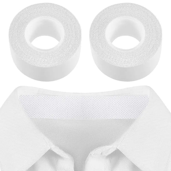 2 Rolls Sweat Pads Collar Protectors — Disposable Self-Adhesive Invisible Shirt Neck Liner Tape Against Sweat Stains for Men (1.18 Inch / 3M Per Roll)