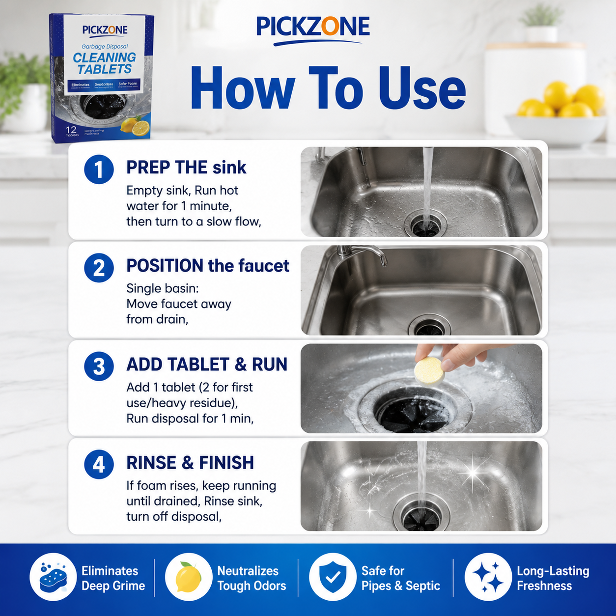 PICKZONE Garbage Disposal Cleaner Tablets