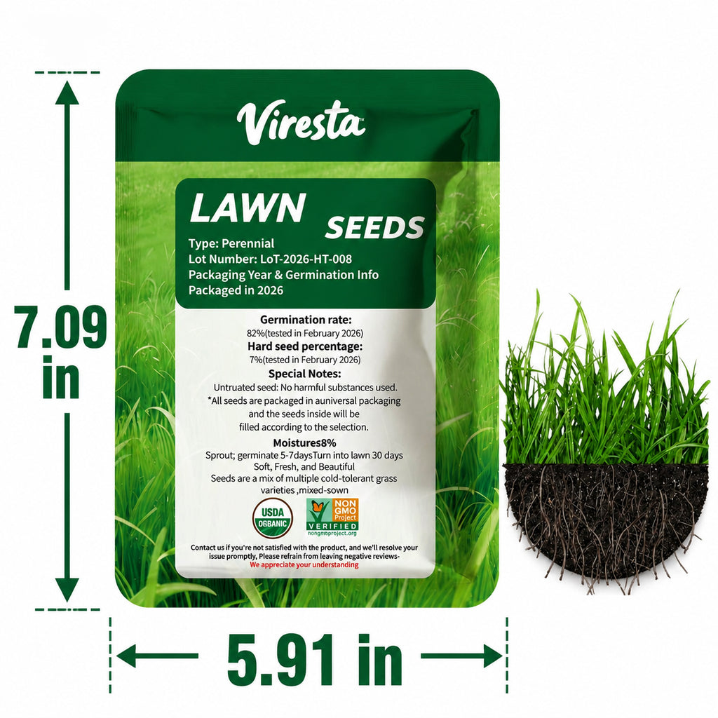 VIRESTA Cold-Hardy Fall Turf Grass Seeds Mix, Cool-Season Lawn Seed Blend with Ryegrass & Kentucky Bluegrass, Fast Germination, Frost Resistant for Overseeding & Lawn Repair (Full Sun/Shade Compatibility), Kentucky Bluegrass Grass