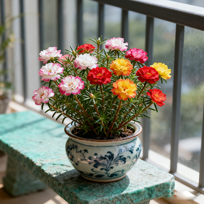 Moss Rose Flower Garden Seeds - Bulk Non-GMO Seed Blend Flowers, Large Blooms, Attracts Pollinators, Enhances Biodiversity, Easy-to-Grow Full Sun Outdoor Planting