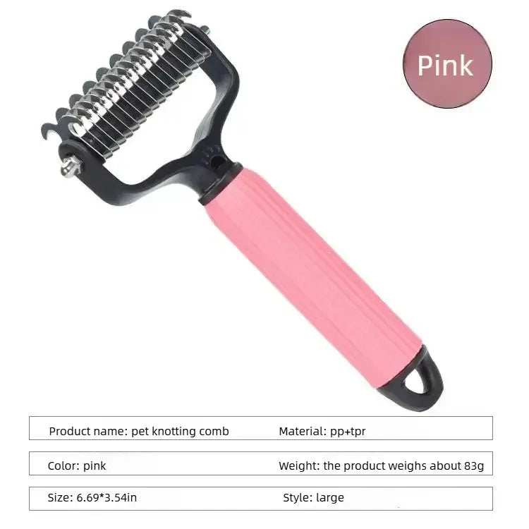 Universal Pet Detangling Comb for Dogs — Double-Sided Stainless Steel Grooming Tool for Coat Care & Shedding Removal