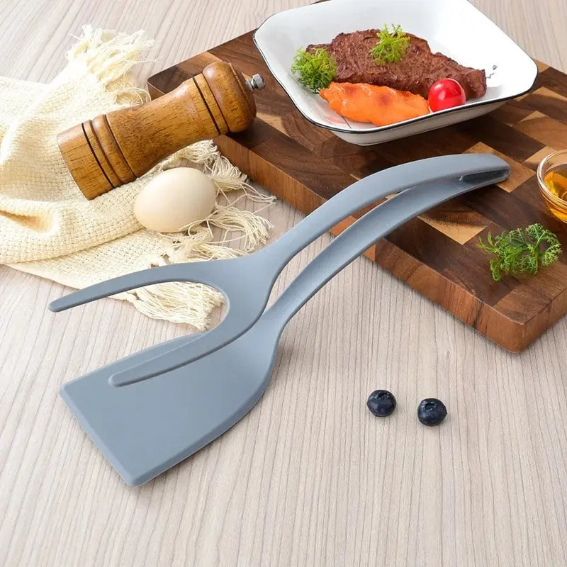 2-in-1 Silicone Turner and Spatula Tong – Egg Flipper, Versatile Kitchen Cooking Tool for Eggs, Pancakes, French Toast & Omelets- Kitchen Utensils