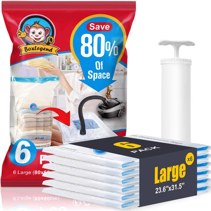 BoxLegend Vacuum Storage Bags with Electric Pump 26 Combo  Thickened Vacuum Seal Bags for Clothing Space Saving for Coat Quilt Blanket Pillow Comforters