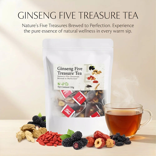 80 bags Kidney Tea Formula | Ginseng Five Treasure Tea | Red Date Wolfberry Mulberry Herbal Health Tea for Men — ZY