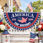 America 250th Birthday Bunting Flag – 1776-2026 USA Patriotic Half Circle Banner
