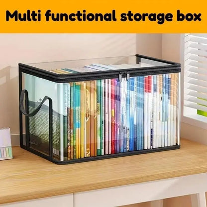 Large Clear Plastic Storage Box with Zipper Lid – Heavy-Duty Organizer for Home, Camping & Moving. Length: 12.47 ft Width: 7.87 ft Height: 10.50 ft