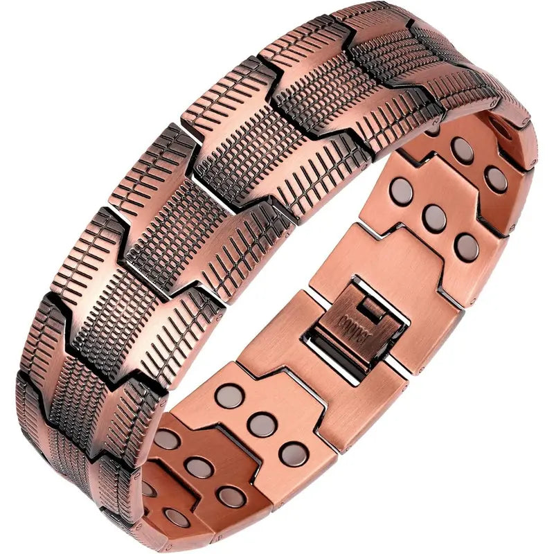 Men's Copper Magnetic Bracelet – Triple Row Super Magnet with Adjustable Size Tool