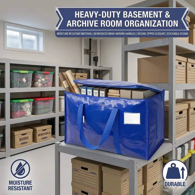 6-Pack Extra-Large Heavy-Duty Moving & Storage Bags – Waterproof with Handles & Zipper