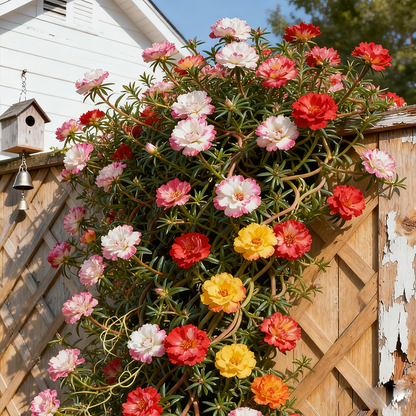 Moss Rose Flower Garden Seeds - Bulk Non-GMO Seed Blend Flowers, Large Blooms, Attracts Pollinators, Enhances Biodiversity, Easy-to-Grow Full Sun Outdoor Planting