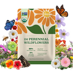 24 Perennial Wildflowers Seeds Mix Flower Seed Packets - Non-GMO Heirloom, Pollinator-Friendly, Full Sun Plants, Attracts Bees Butterflies & Hummingbirds, High Germination for Indoor-Outdoor Gardens, Mother's Day Gift Option