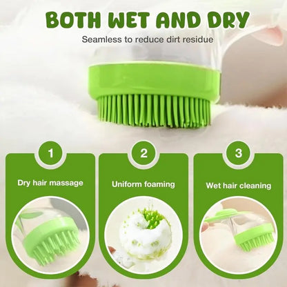 Pet Bath Brush 2 in 1 Dog Bath Brush with Built-in Shampoo Dispenser Multi-functional Dog Bath Brush for Long & Short Haired Dogs Cats Shower