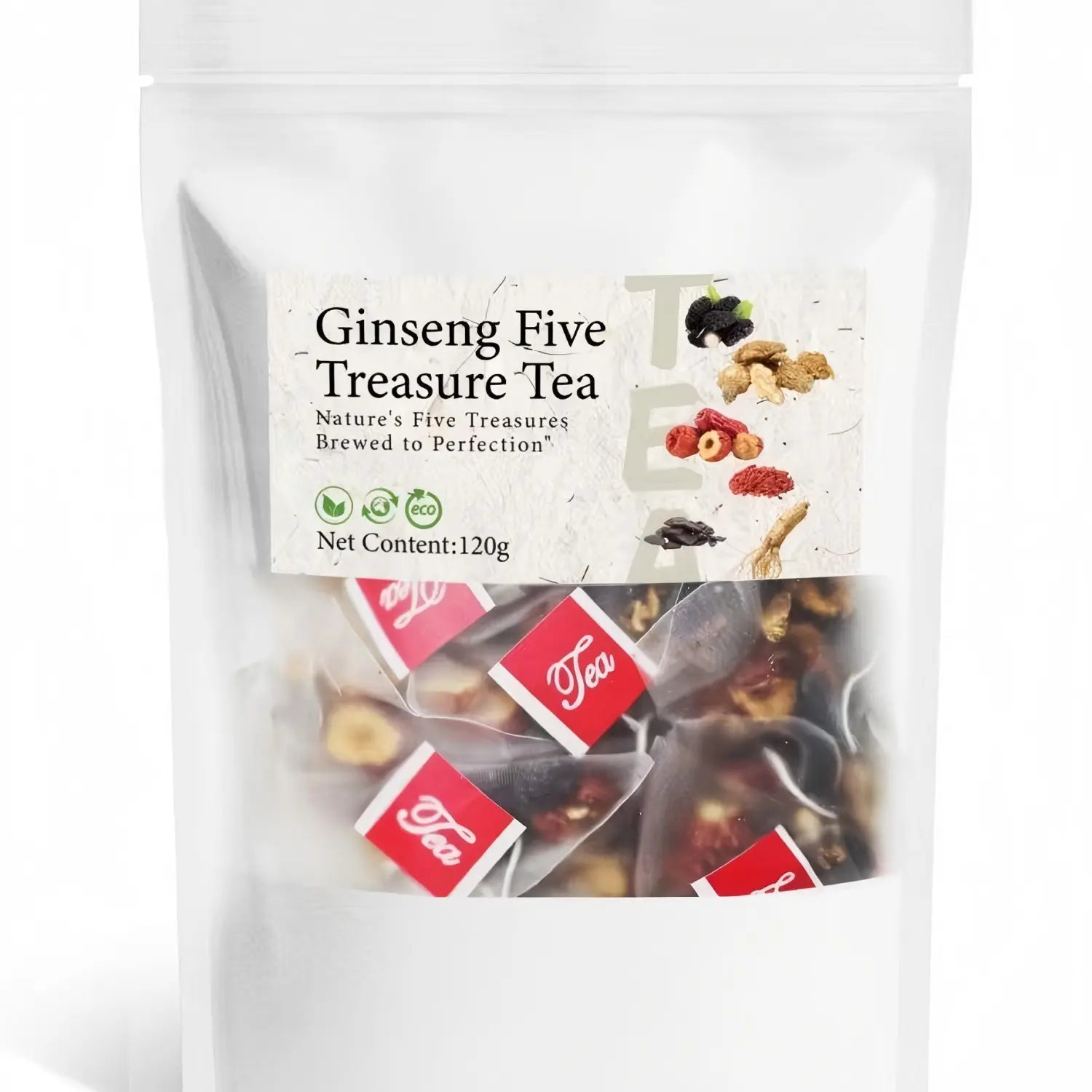 80 bags Kidney Tea Formula | Ginseng Five Treasure Tea | Red Date Wolfberry Mulberry Herbal Health Tea for Men — ZY