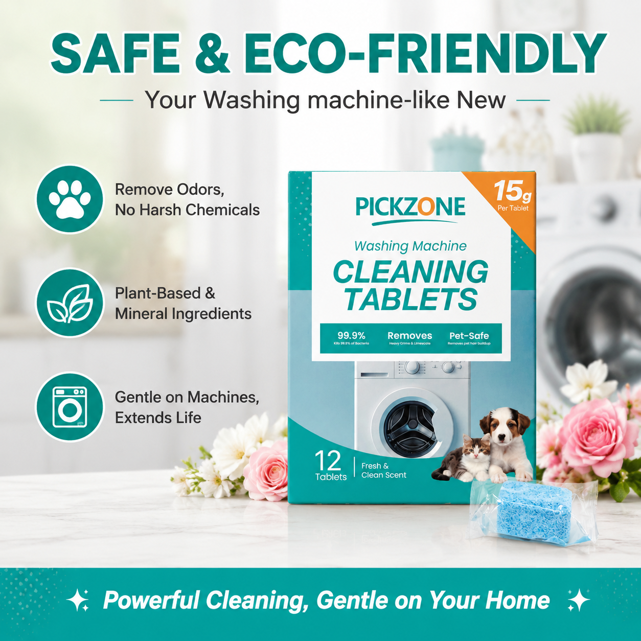 PICKZONE Washing Machine Cleaner Tablets, 12 Pack
