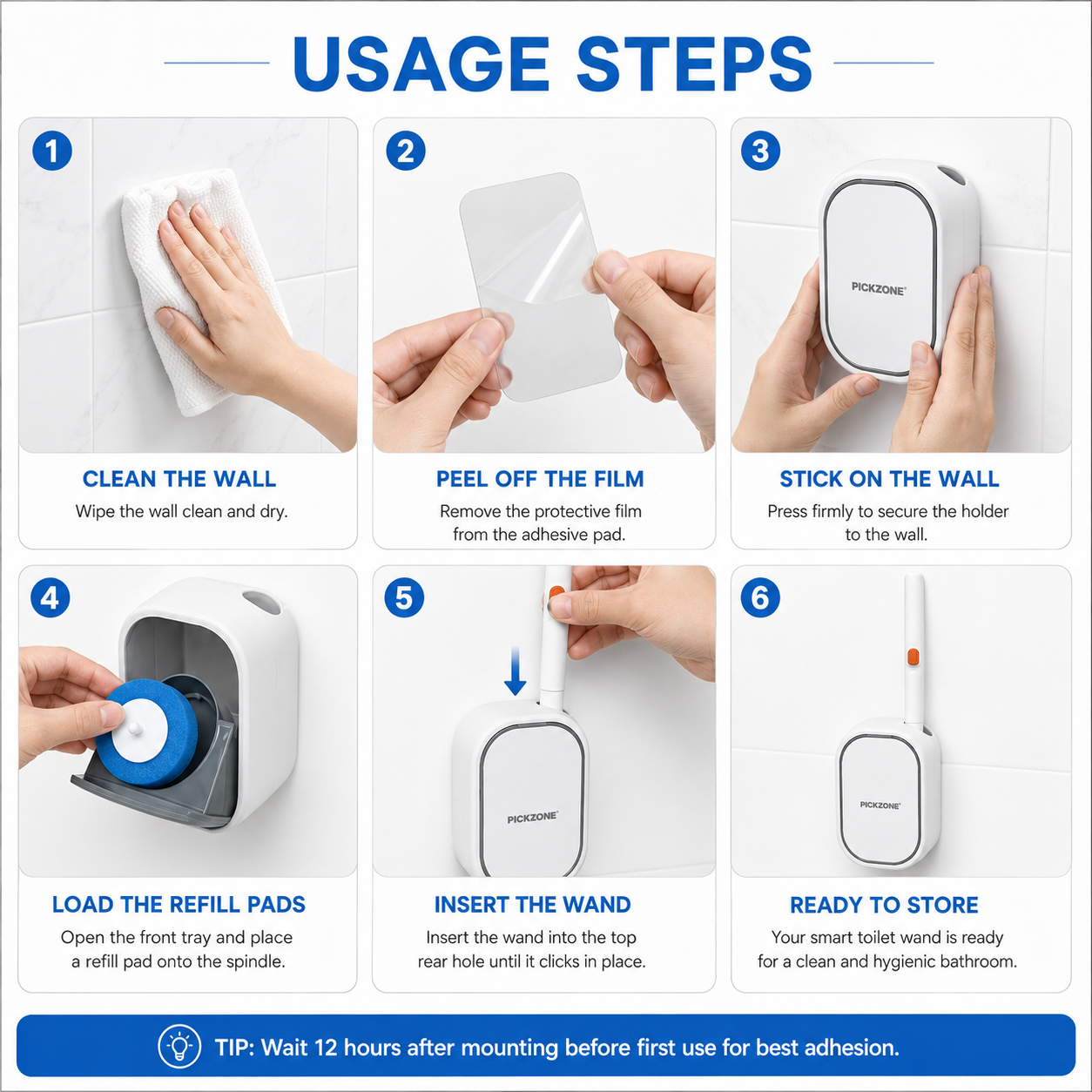 PICKZONE Wall-Mounted Toilet Brush Set