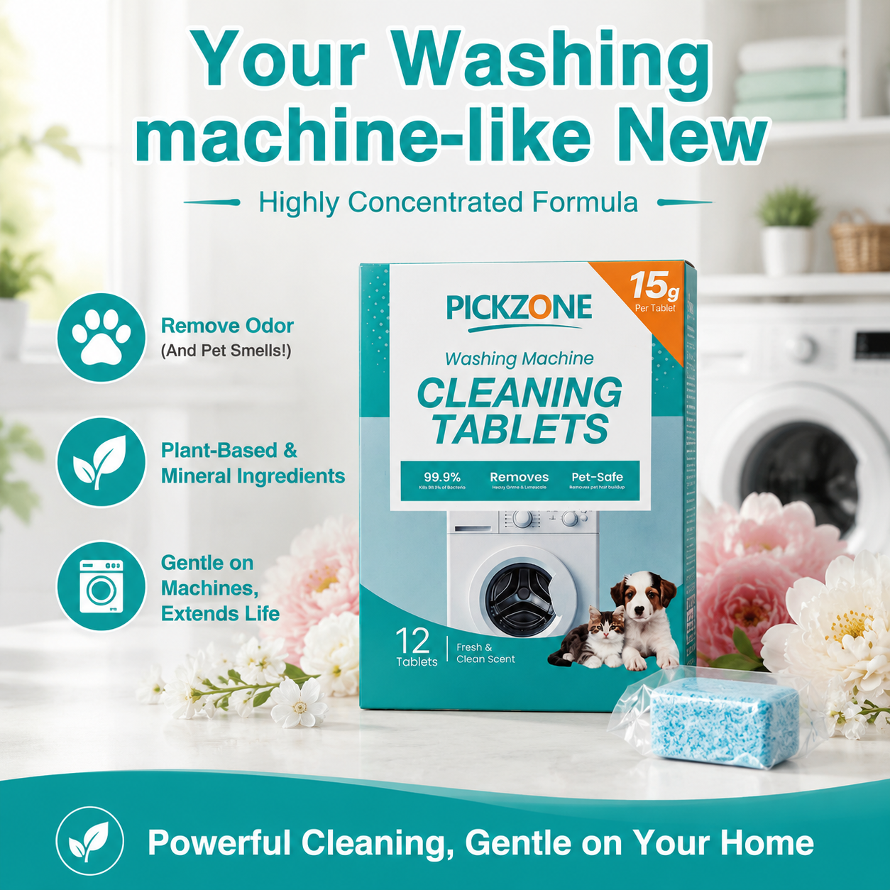 PICKZONE Washing Machine Cleaner Tablets, 12 Pack