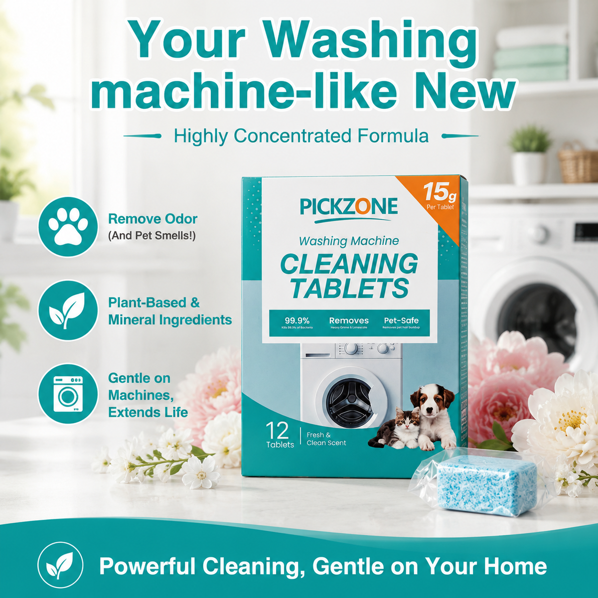 PICKZONE Washing Machine Cleaner Tablets, 12 Pack