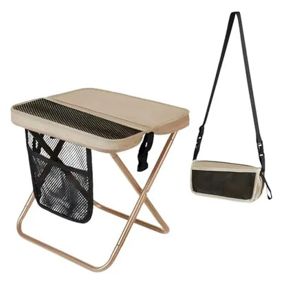 12" Portable Collapsible Stool - Folding Chair with Storage Pouch, Convertible Satchel for Hands-Free Carry & Supports 265Lbs, Ultralight for Hiking, Fishing, Camping, Festivals