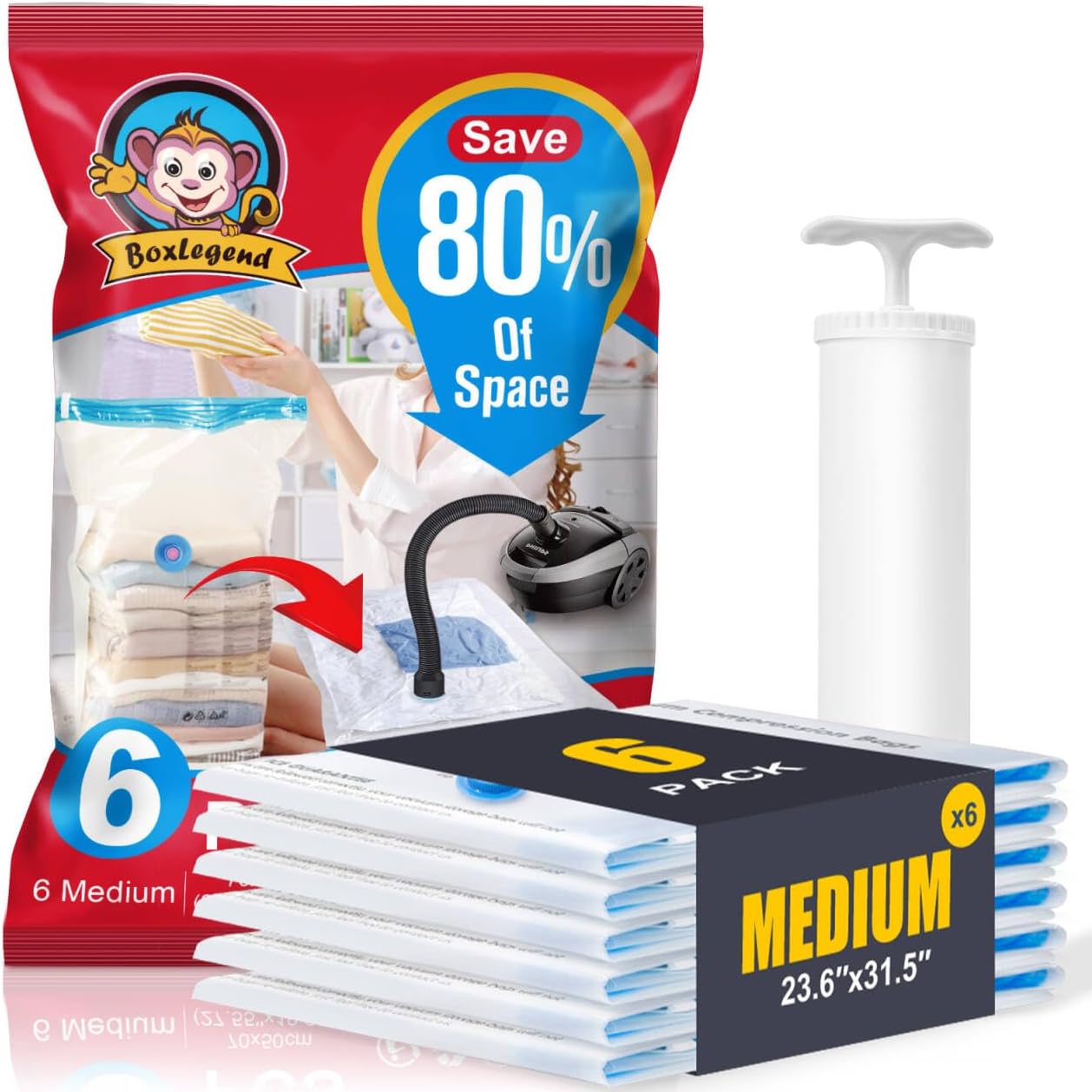 BoxLegend Vacuum Storage Bags with Electric Pump 26 Combo  Thickened Vacuum Seal Bags for Clothing Space Saving for Coat Quilt Blanket Pillow Comforters