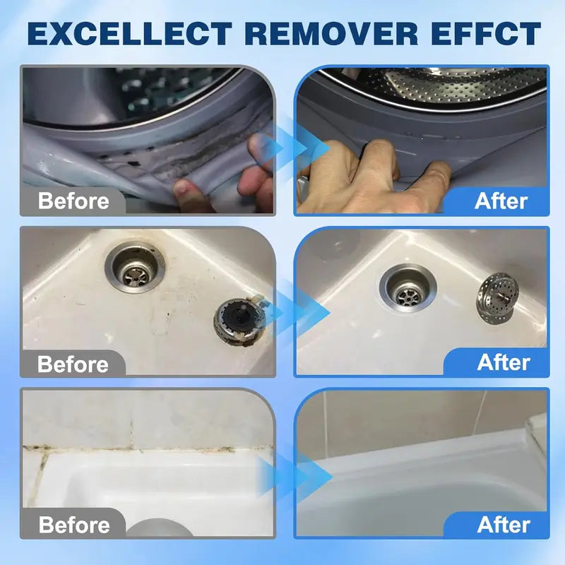Mold Remover Gel with Scrub Brush — Heavy Duty Mildew Stain Cleaner for Washer Gasket, Shower Caulk, Tile Grout & Bathroom — 7 Fl Oz