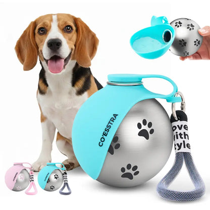 CO'ESSTRA Stainless Steel Pet Water Bottle with Foldable Drinking Trough – 285ml