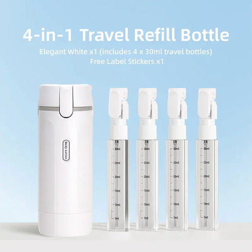 4-in-1 Travel Dispenser Bottle, Leak-Proof Refillable Silicone Squeeze Container with Lock, Compact and Lightweight Toiletry Organizer, Easy to Carry, Ideal for Business Trips, Vacations, and Frequent Travelers