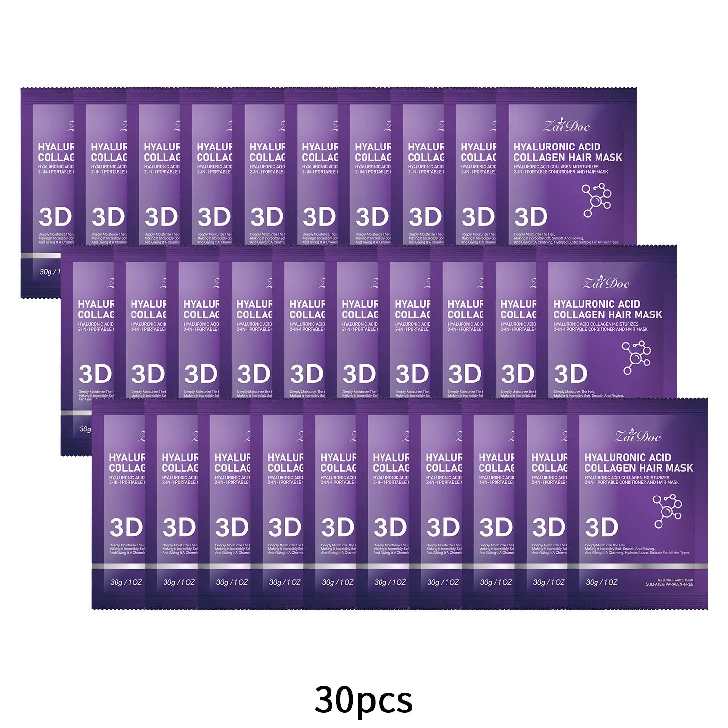 ZaiDoc 3D Hyaluronic Acid Collagen Hair Mask 30g (10 Pack)