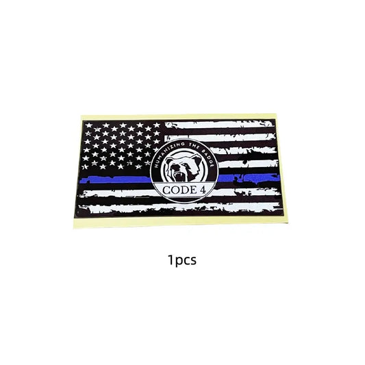 Thin Blue Line Code 4 Sticker - Show Police Support! Waterproof 3D Decal for Car, Laptop, Helmet | Back the Blue Cop Gift