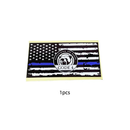 Thin Blue Line Code 4 Sticker - Show Police Support! Waterproof 3D Decal for Car, Laptop, Helmet | Back the Blue Cop Gift
