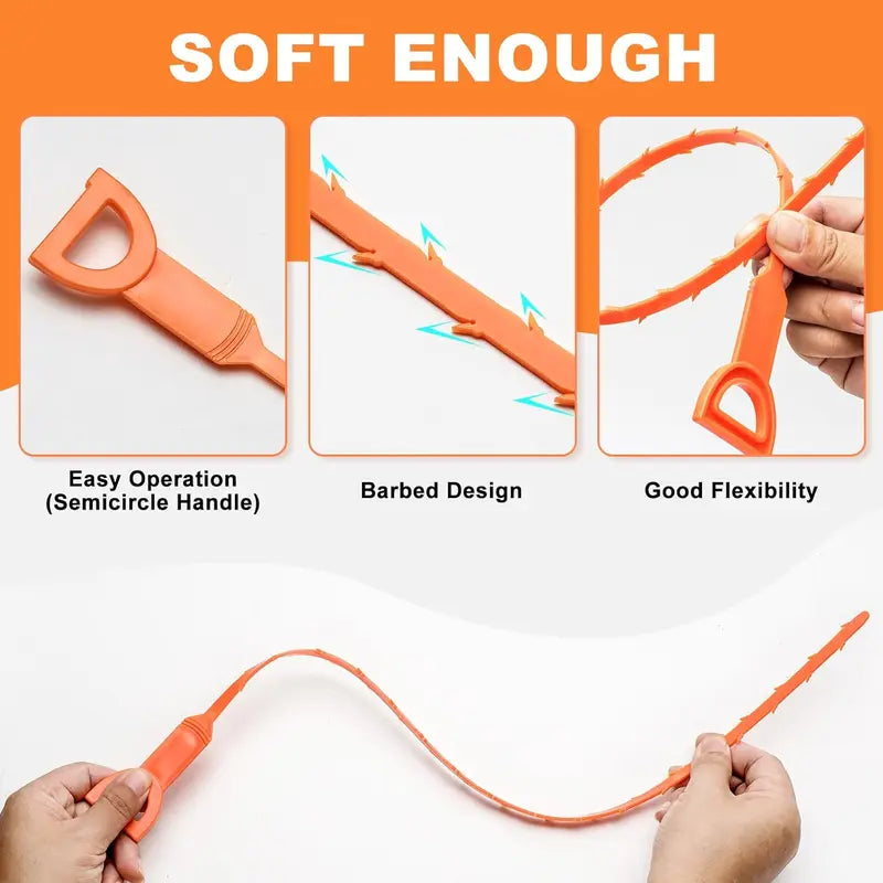 Drain Snake Hair Clog Remover – 5 Pack, 20-Inch Flexible Drain Cleaner Tool