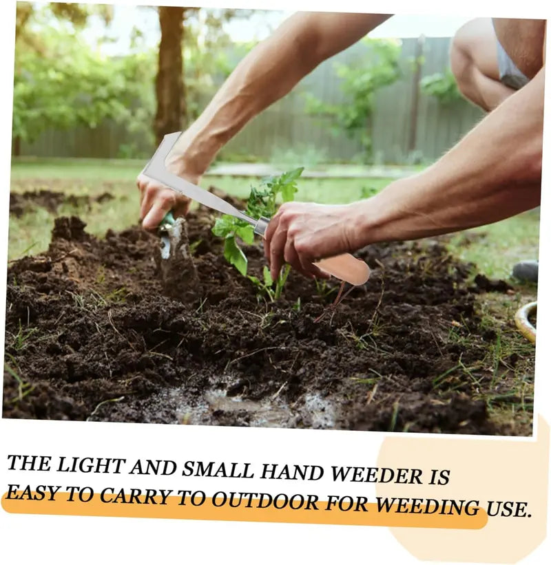 Crevice Weeding Tool - Stainless Steel Manual Weed Puller with Beech Wood Handle