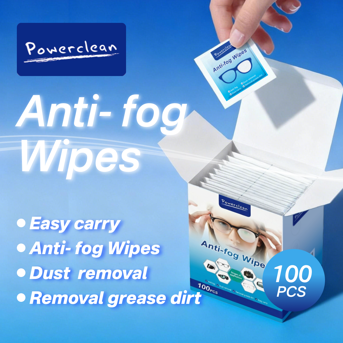 Pickzone Anti-Fog Lens Wipes, 100 Count