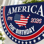 America 250th Birthday Bunting Flag – 1776-2026 USA Patriotic Half Circle Banner