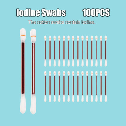 100 Cotton Swabs - Care & Pet Cotton Swabs, Individually Packaged | Portable for Outdoor Activities & Emergency Supplies