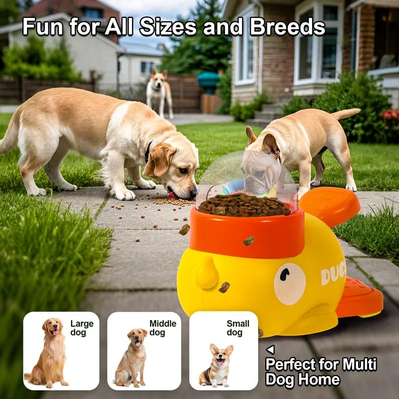 Little Yellow Duck 2-in-1 Interactive Pet Feeder — Smart Treat Dispenser & Slow Feeder Food Puzzle Toy for Dogs & Cats