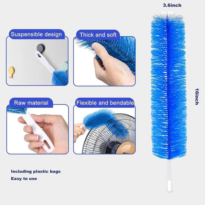 3-Pack Bendable Fan Cleaner Brush, Microfiber Duster - Washable Dust Remover for Ceiling Fans, Blinds, Air Vents & Cars