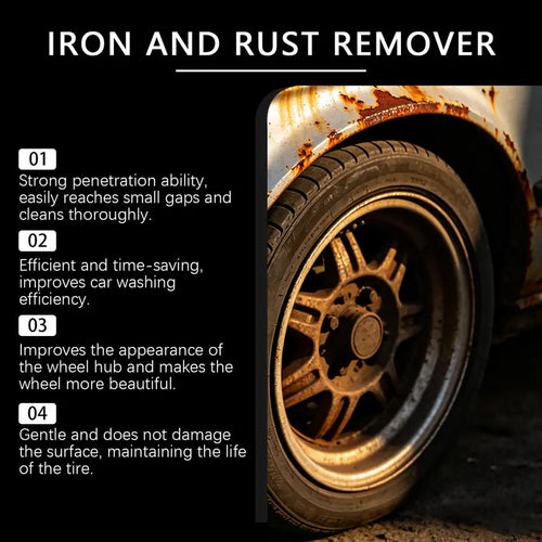 Automotive Rust Remover Spray 120ML – Fast-Acting Iron & Rust Cleaner for Wheels, Rims & All Metal Surfaces – Premium Car Detailing Chemicals, Safe for Most Automotive Finishes, Cars & Motorcycles
