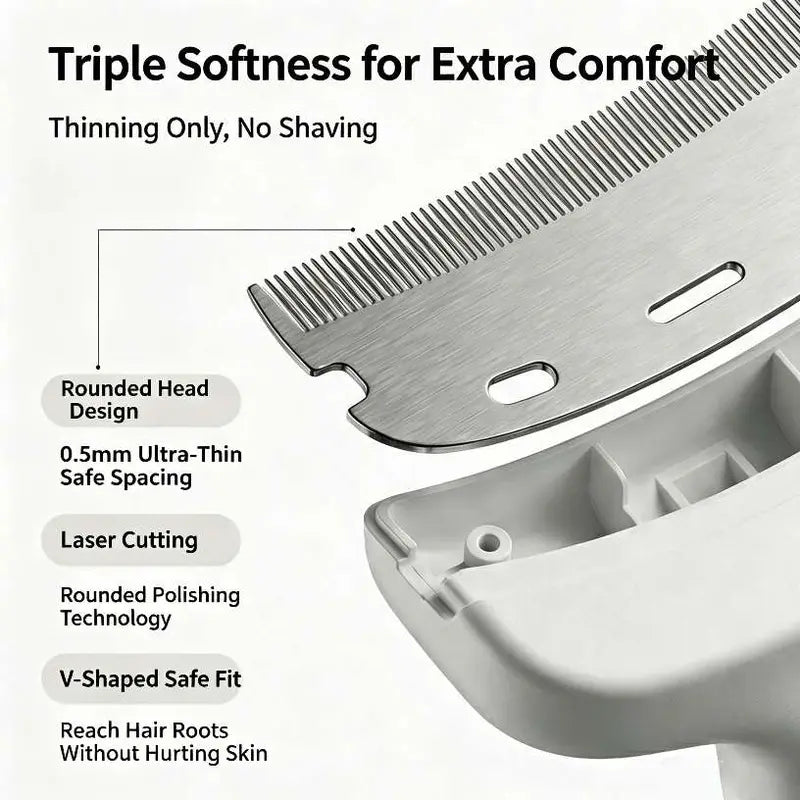 Stainless Steel Dog Hair Remover Comb - Floating Detangler with One-Click Knot Opener