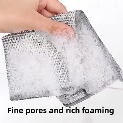 10 Counts Dishwashing Rags — Double Side Multipurpose Non-Scratch Wire Dishcloths, Reusable Cleaning Cloths for Kitchen, Sinks & Pans