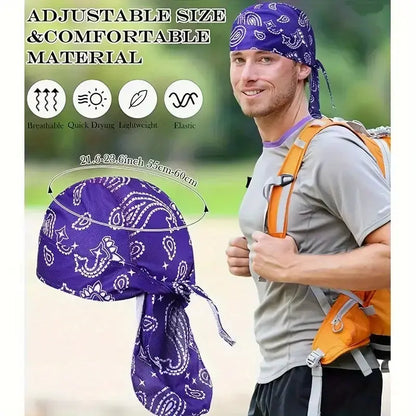 Cooling Headscarf Cap Set – Motorcycle Pirate Head Wrap, Safety Helmet Liner, Elastic Fit, Hand Washable | Outdoor Headwear for Athletes