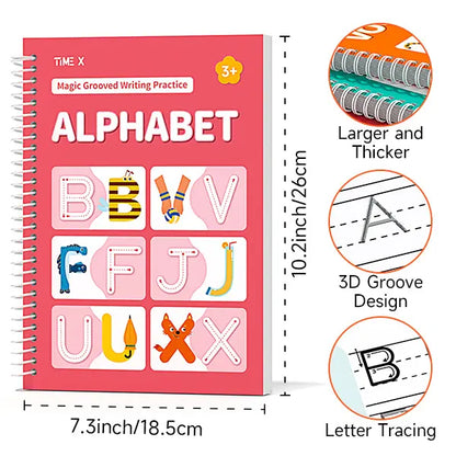 TIMETOME Reusable Grooved Handwriting Workbook for Kids – 6 Books Set, Math, Words & Drawing | Magic Disappearing Ink Practice Notebook, School Supplies Gift