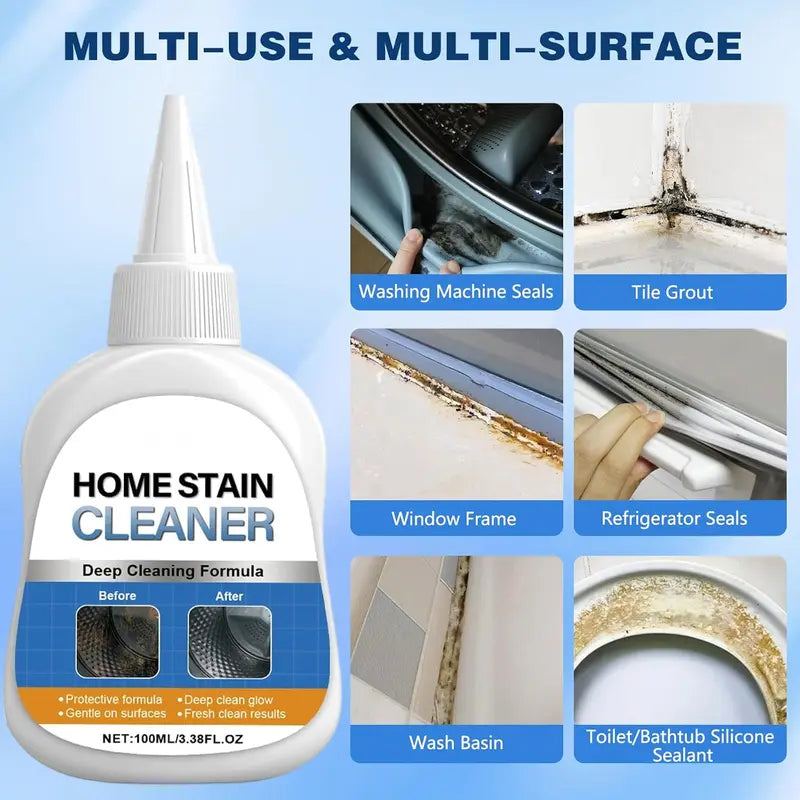 Mold Remover Gel with Scrub Brush — Heavy Duty Mildew Stain Cleaner for Washer Gasket, Shower Caulk, Tile Grout & Bathroom — 7 Fl Oz