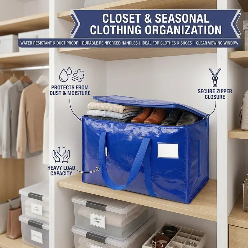 6-Pack Extra-Large Heavy-Duty Moving & Storage Bags – Waterproof with Handles & Zipper