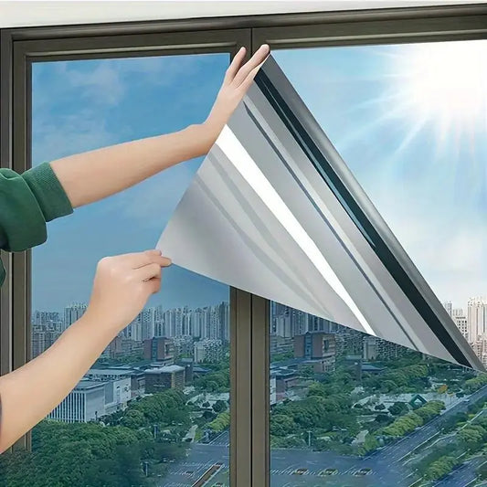 One-Way Mirror Window Film — Anti-Peeping Privacy & UV Sunshade Film for Balcony, Office & Home Glass