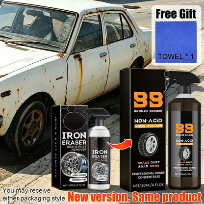 Automotive Rust Remover Spray 120ML – Fast-Acting Iron & Rust Cleaner for Wheels, Rims & All Metal Surfaces – Premium Car Detailing Chemicals, Safe for Most Automotive Finishes, Cars & Motorcycles