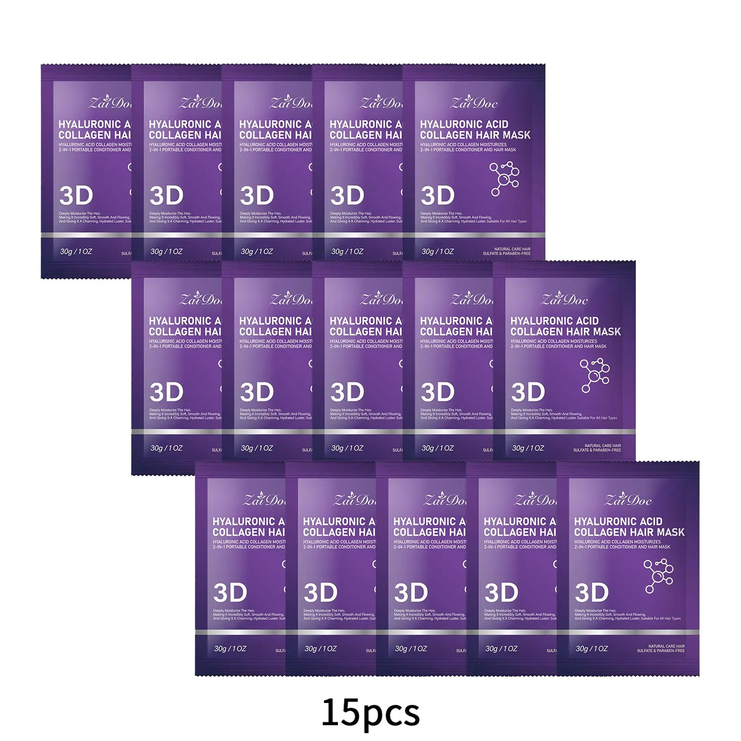 ZaiDoc 3D Hyaluronic Acid Collagen Hair Mask 30g (10 Pack)