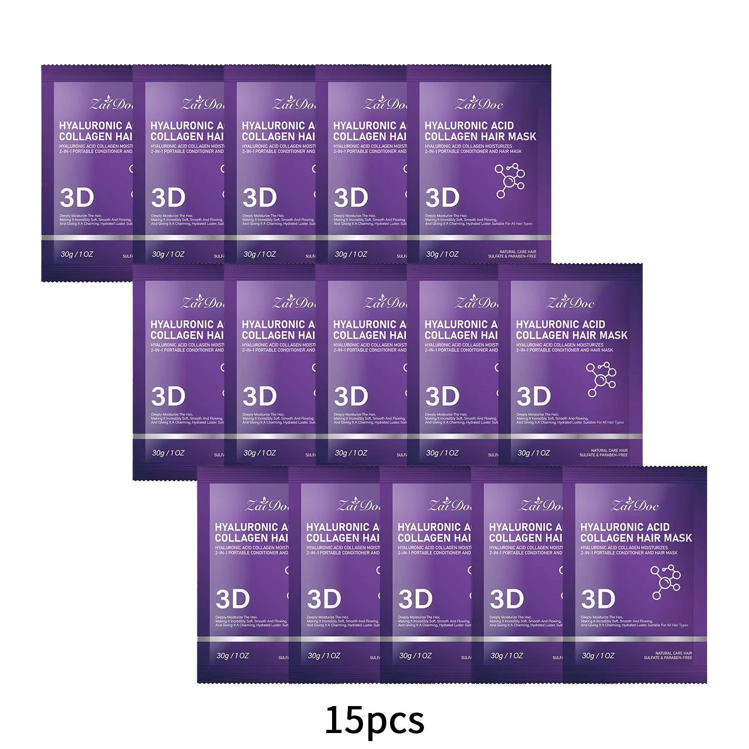 ZaiDoc 3D Hyaluronic Acid Collagen Hair Mask 30g (10 Pack)